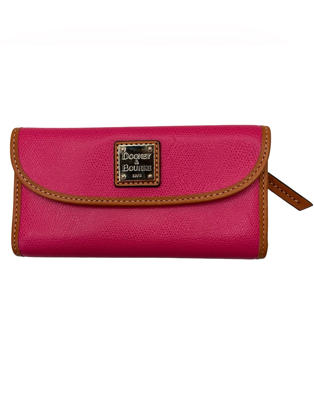 Dooney & Bourke Pebble Grain Continental Clutch Pink & Brown Wallet